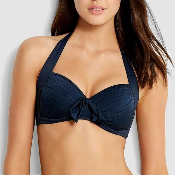Seafolly Women's Soft Cup Halter Bikini Top Size 4 Indigo Blue - Picture 1 of 6